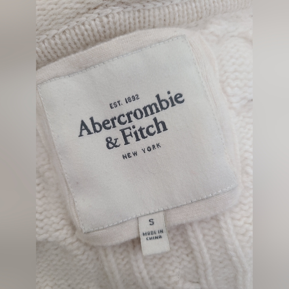 ♡ Y2K ♡ Abercrombie Cream Wool & Rabbit Hair Babydoll Sweater Fur Pompoms - Picture 10 of 11